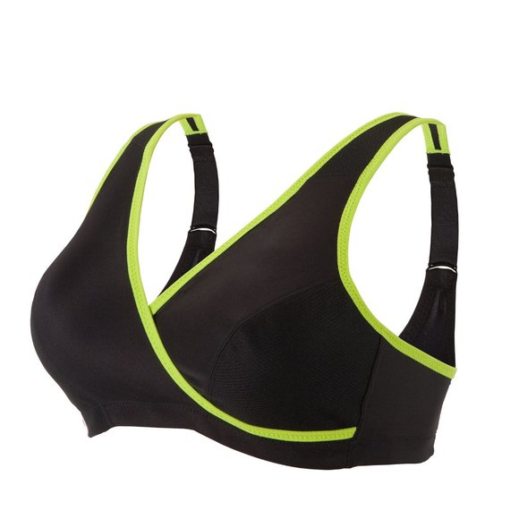 Glamorise 36D 36DD SPORT Bra (MOISTURE-WICKING) Wireless LOW-IMPACT BLACK NEW - Picture 2 of 11